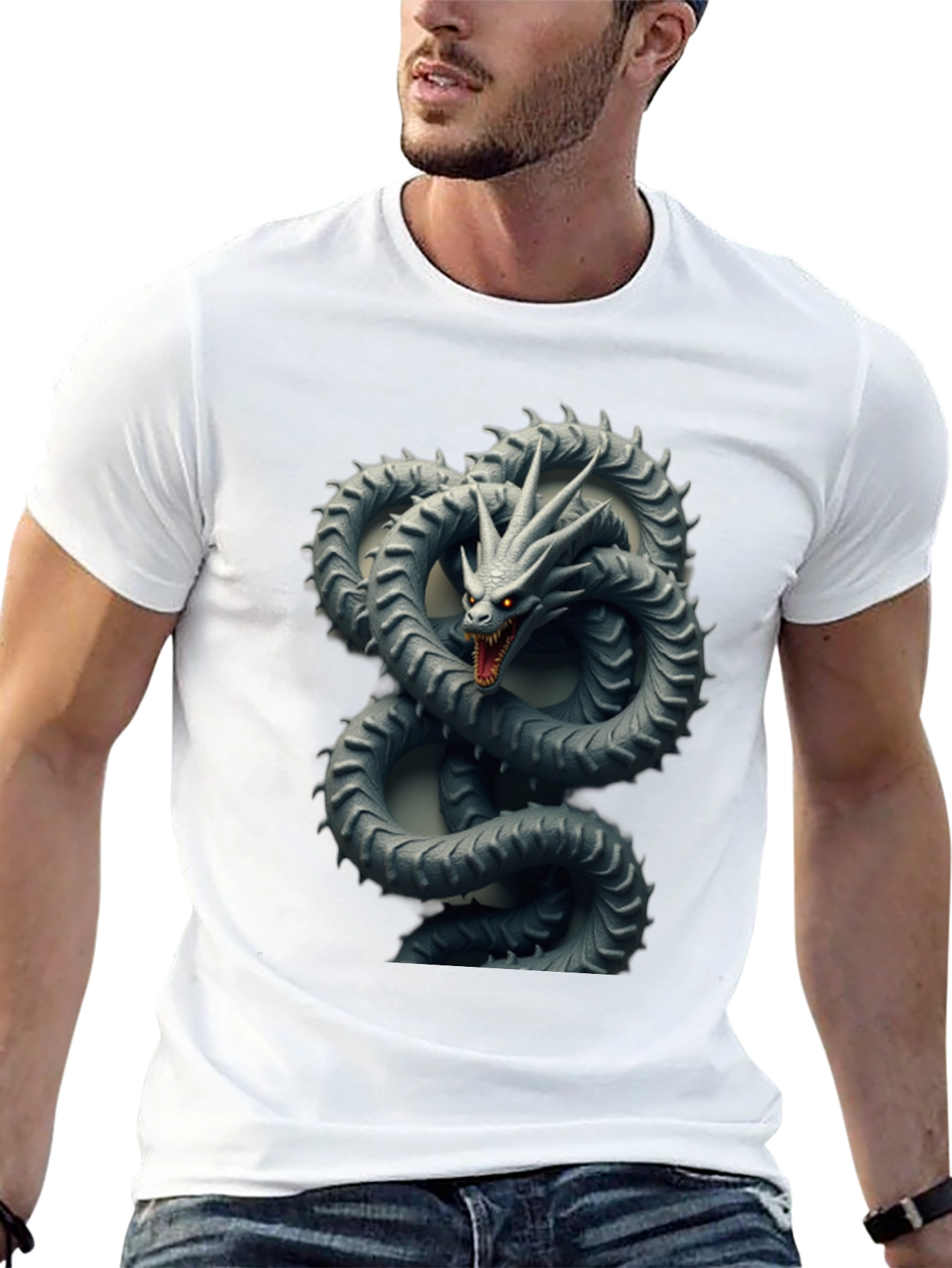 Dragon Serpent Graphic Tee - Mens Black T-Shirt