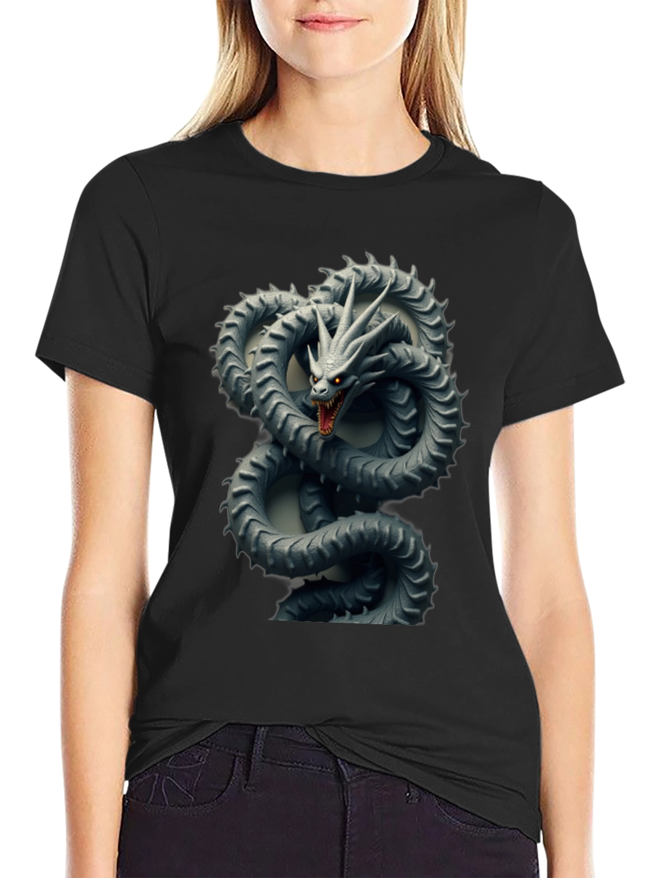 Dragon Serpent Graphic Tee - Mens Black T-Shirt