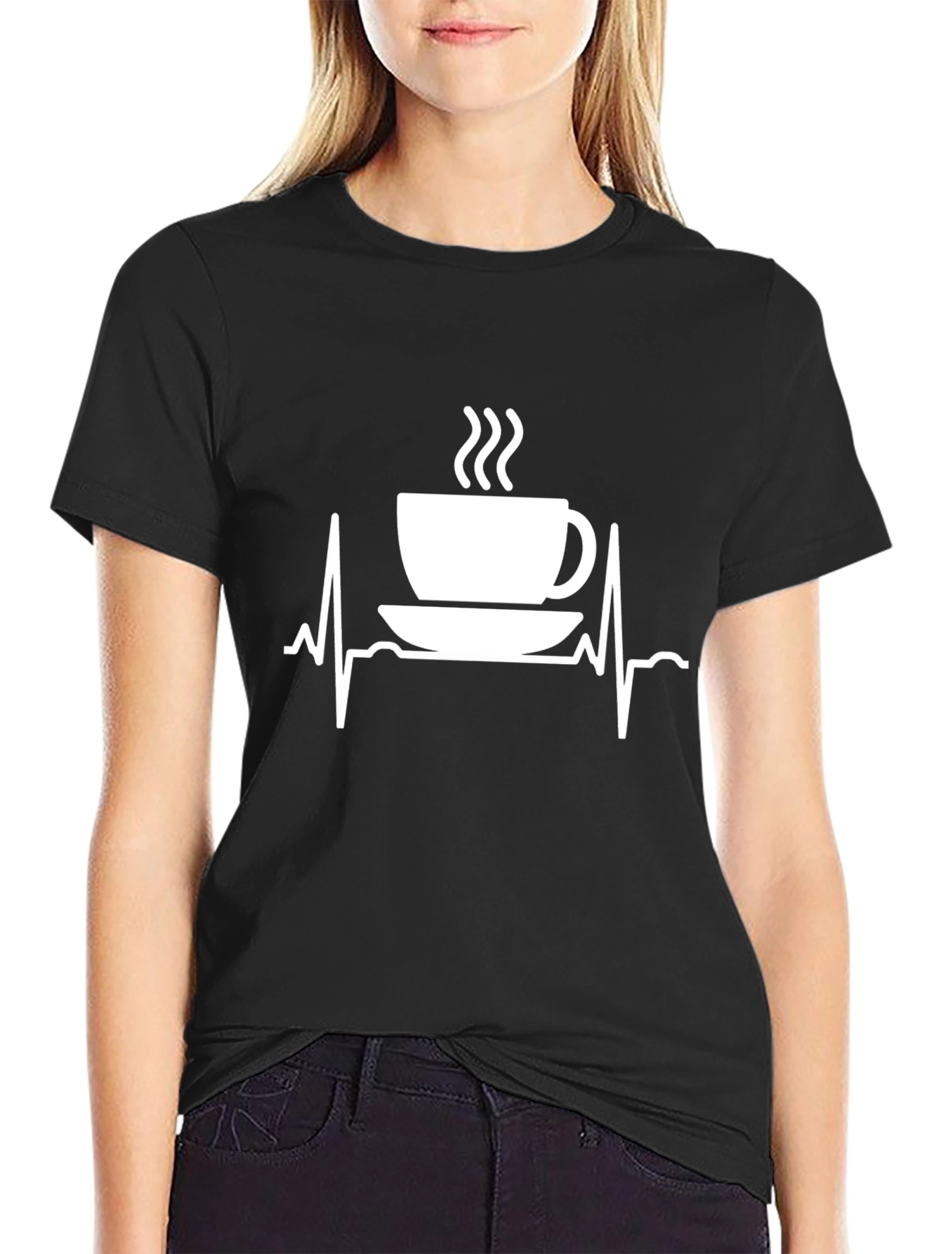 Coffee Heartbeat T-Shirt - Stylish Caffeine Lover Tee