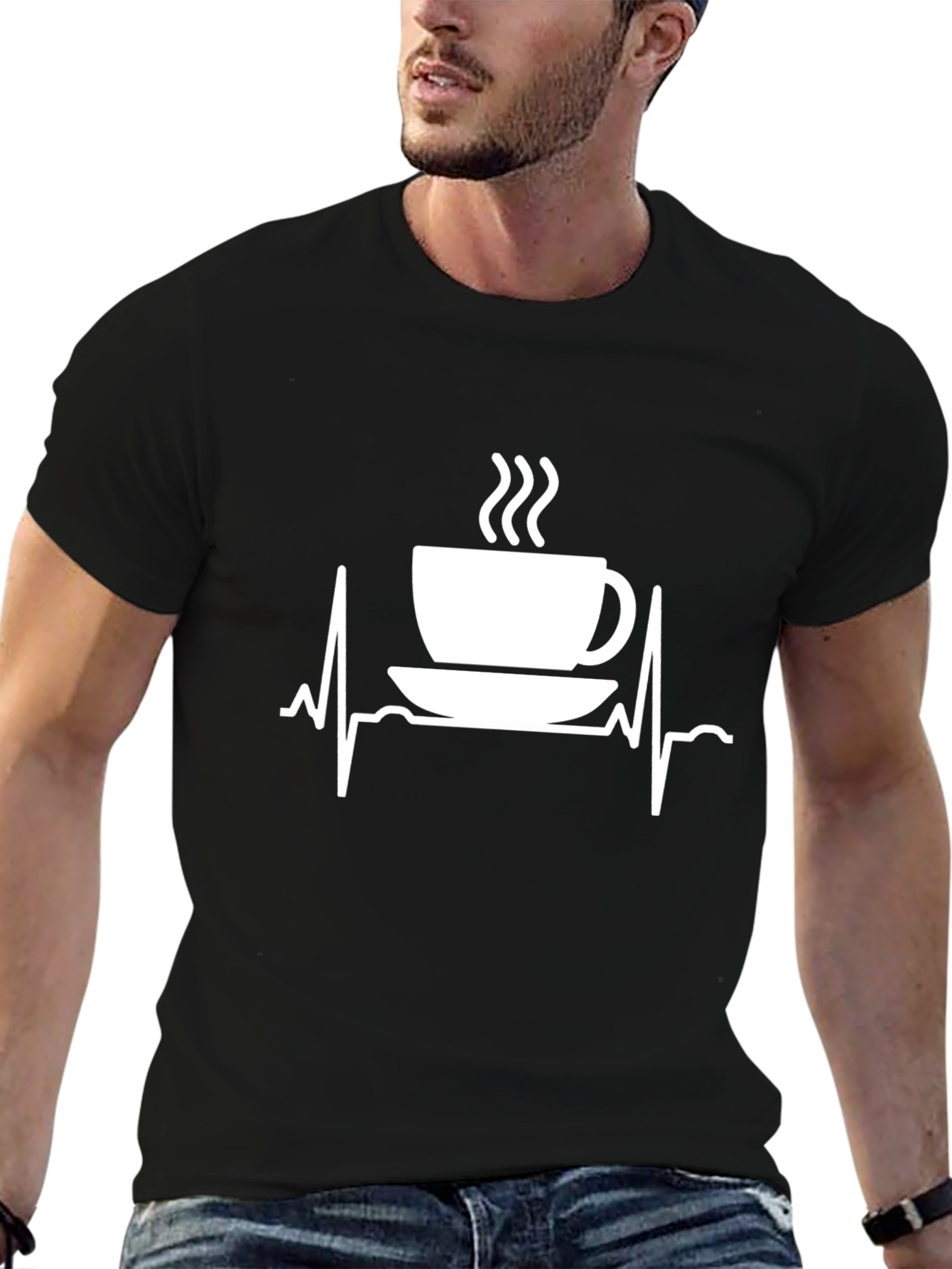 Coffee Heartbeat T-Shirt - Stylish Caffeine Lover Tee