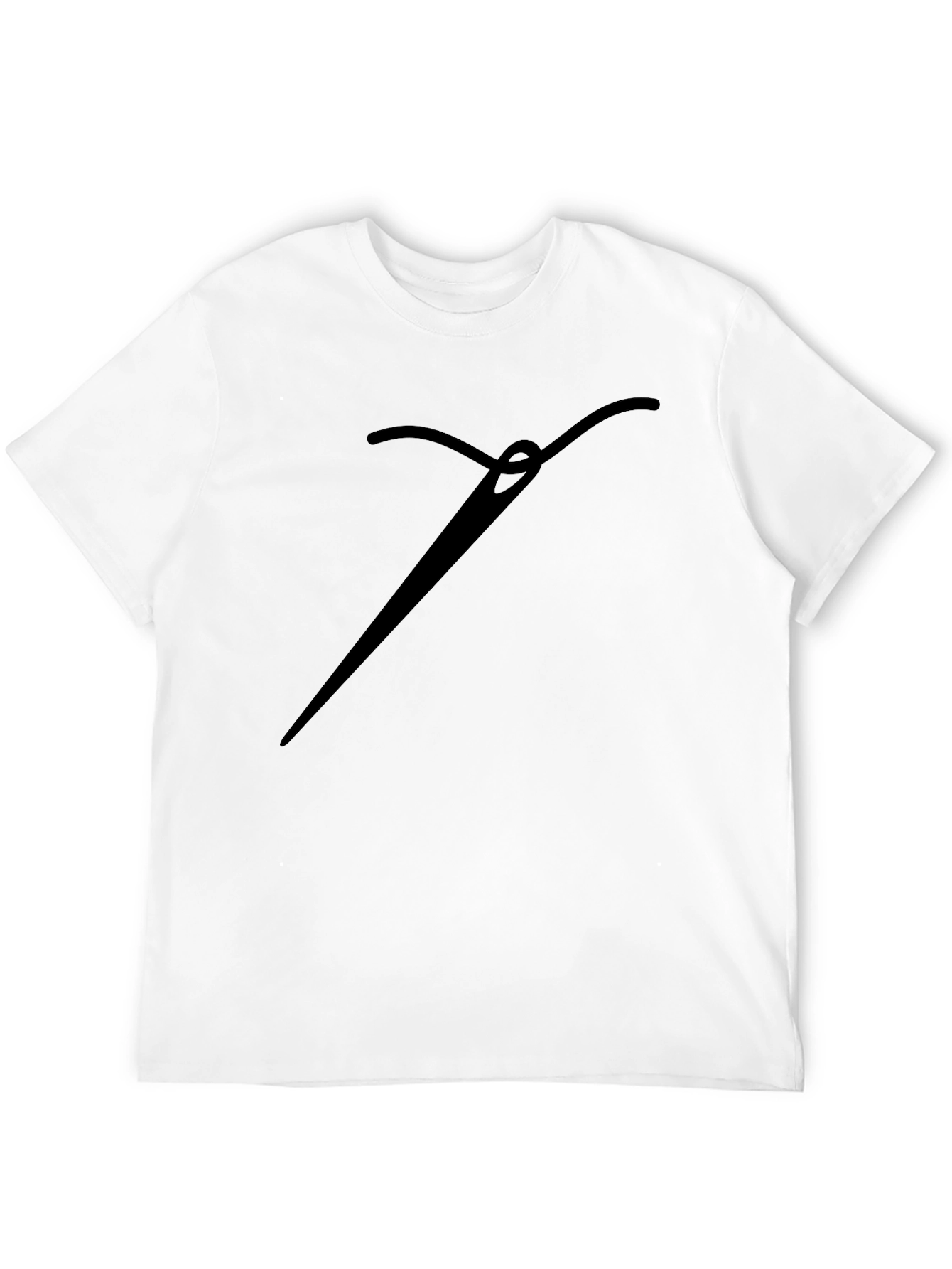 Sewing Needle Graphic Tee - Black Cotton Shirt