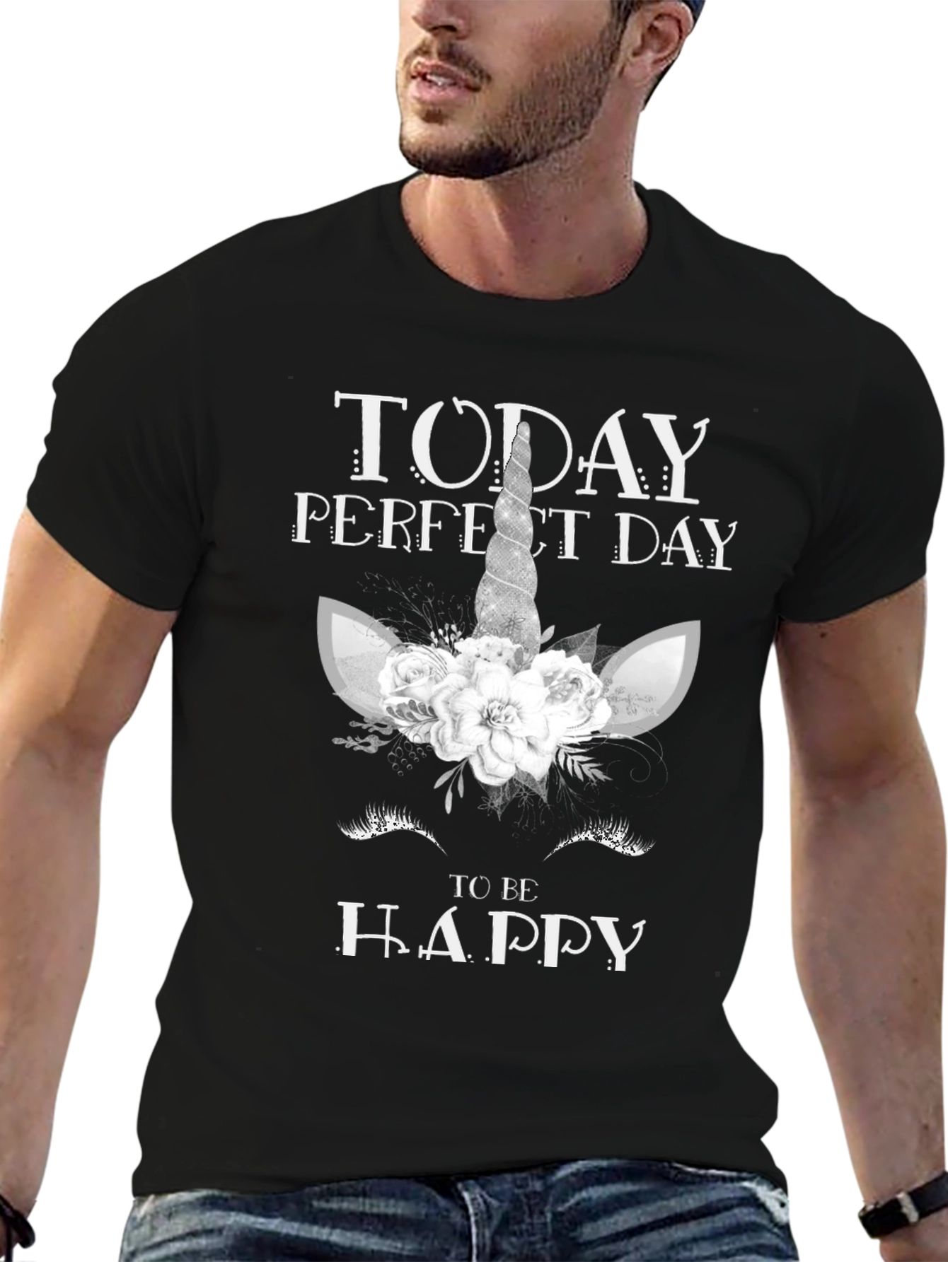 Unicorn Happy Day Black Tee