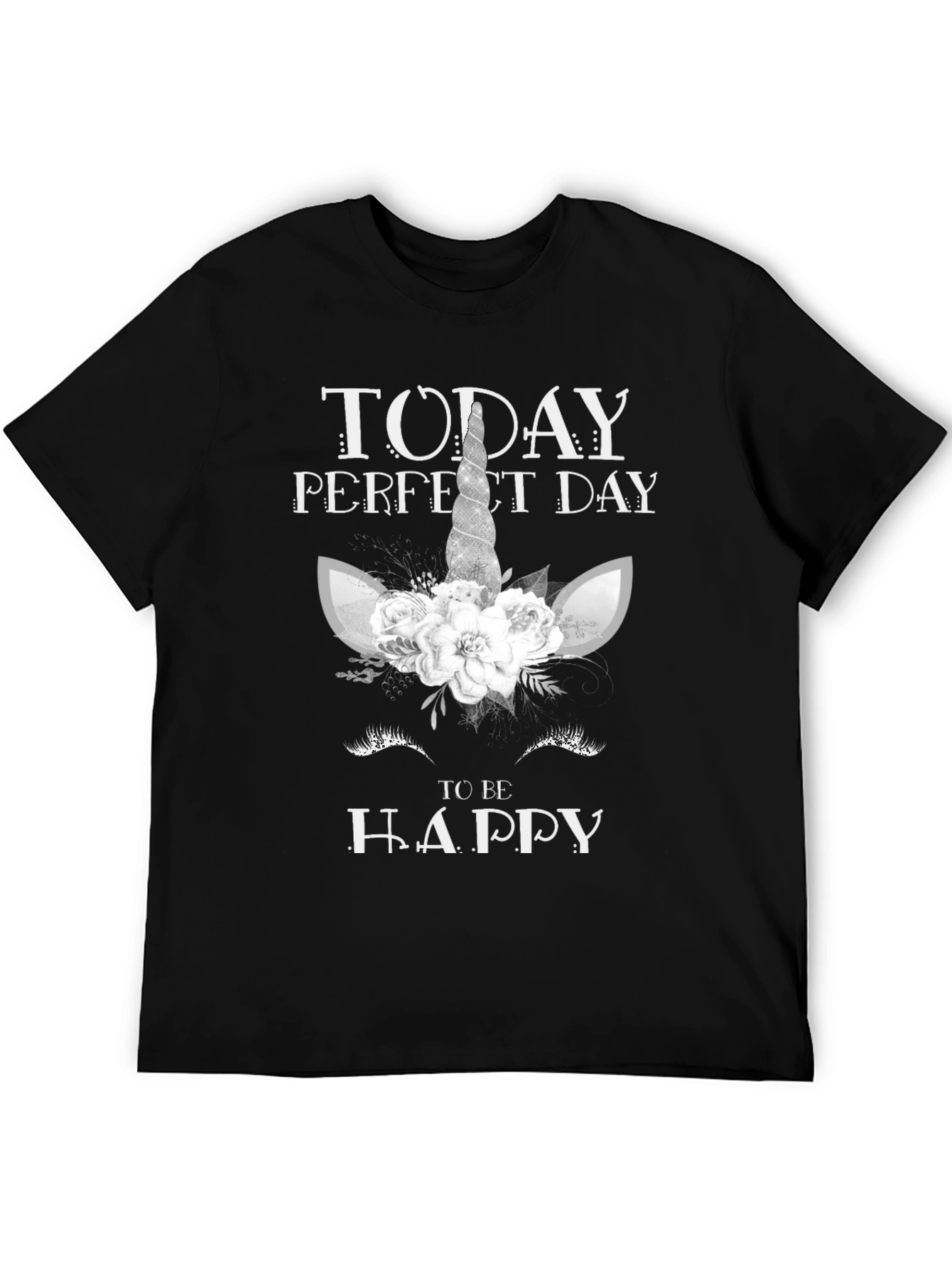 Unicorn Happy Day Black Tee
