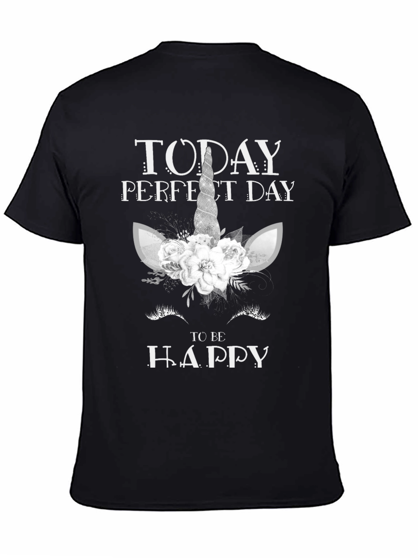 Unicorn Happy Day Black Tee