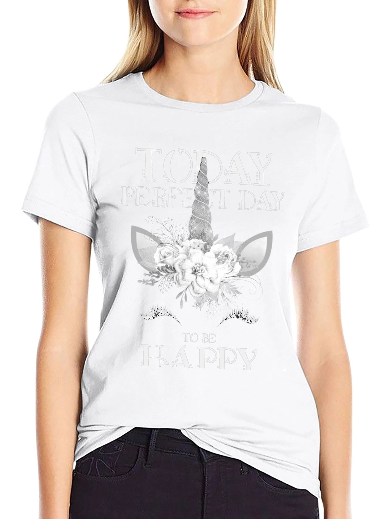 Unicorn Happy Day Black Tee