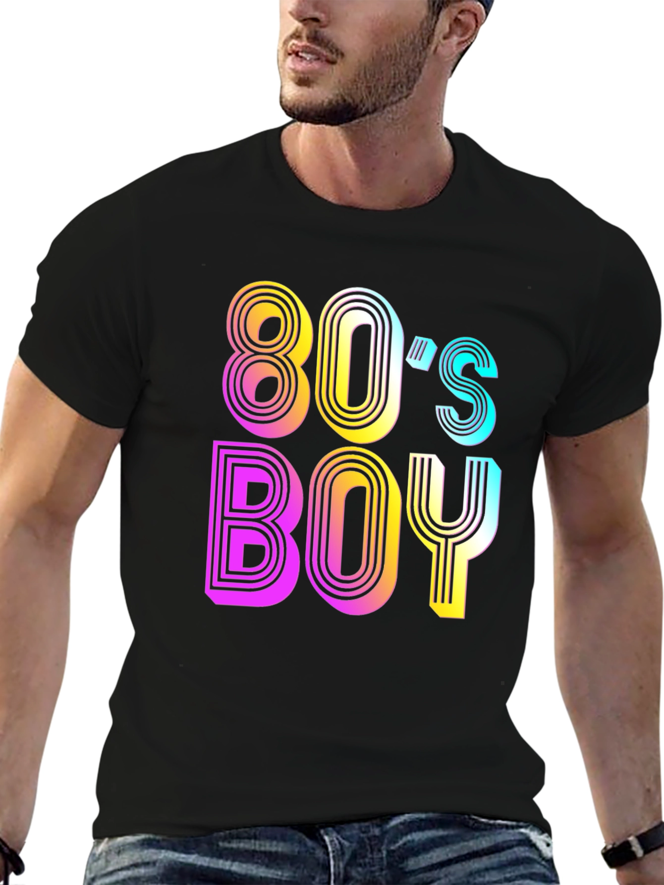 80s Boy Retro T-Shirt - Black