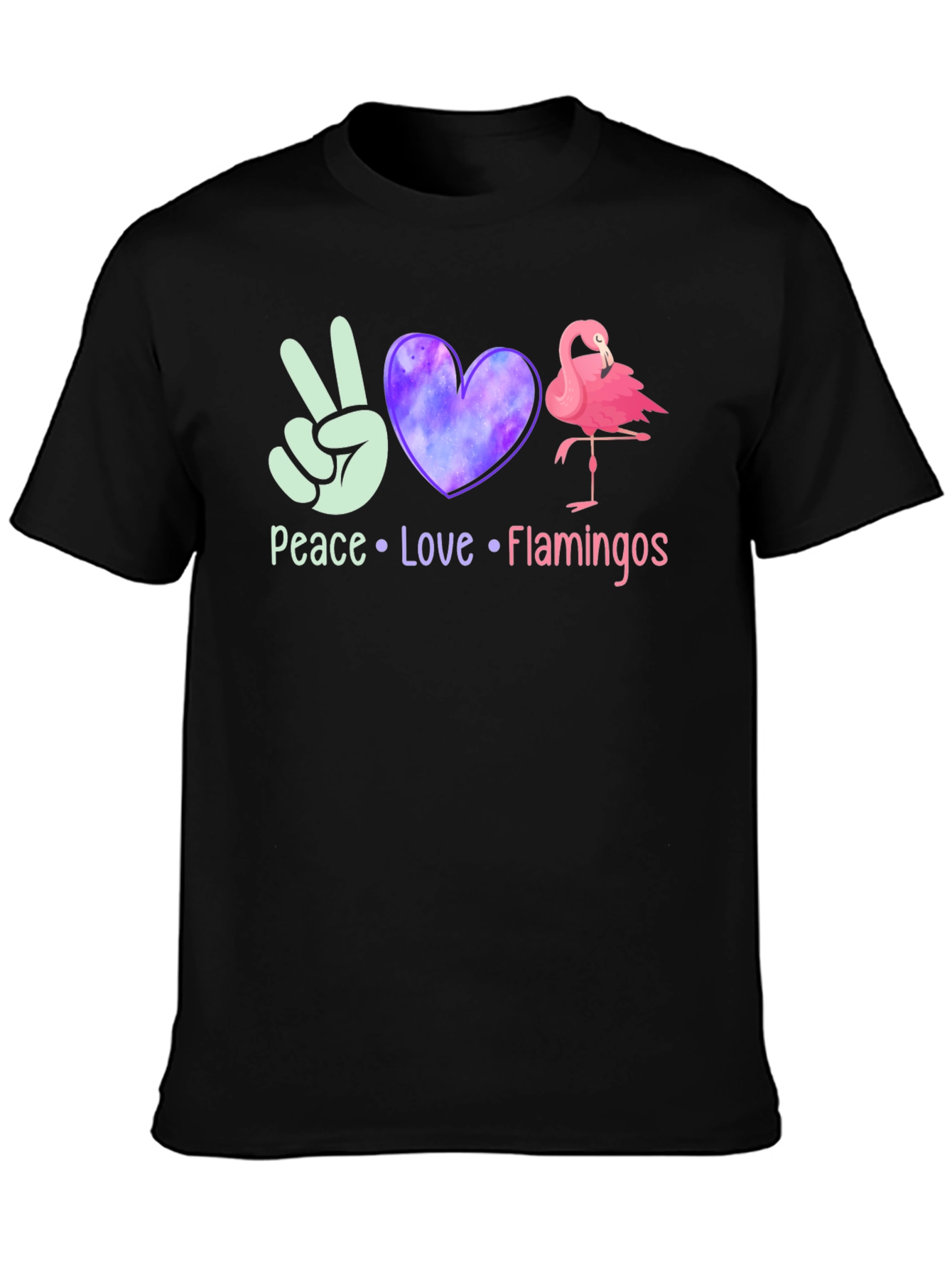 Peace Love Flamingos Graphic T-Shirt
