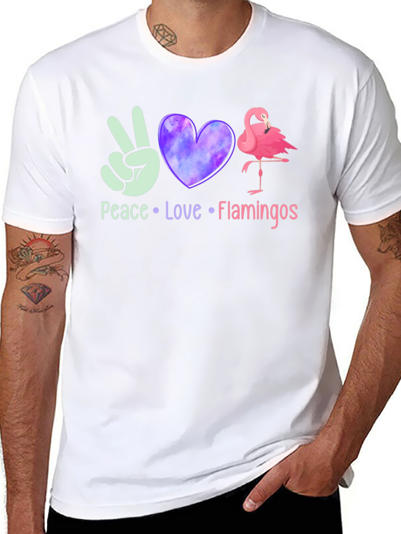 Peace Love Flamingos Graphic T-Shirt
