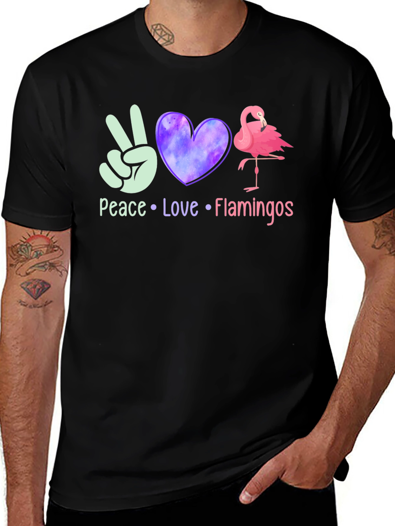 Peace Love Flamingos Graphic T-Shirt