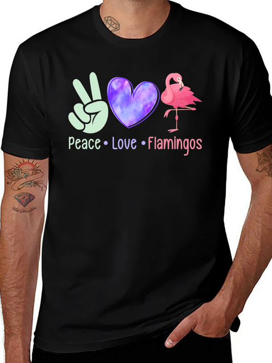 Peace Love Flamingos Graphic T-Shirt