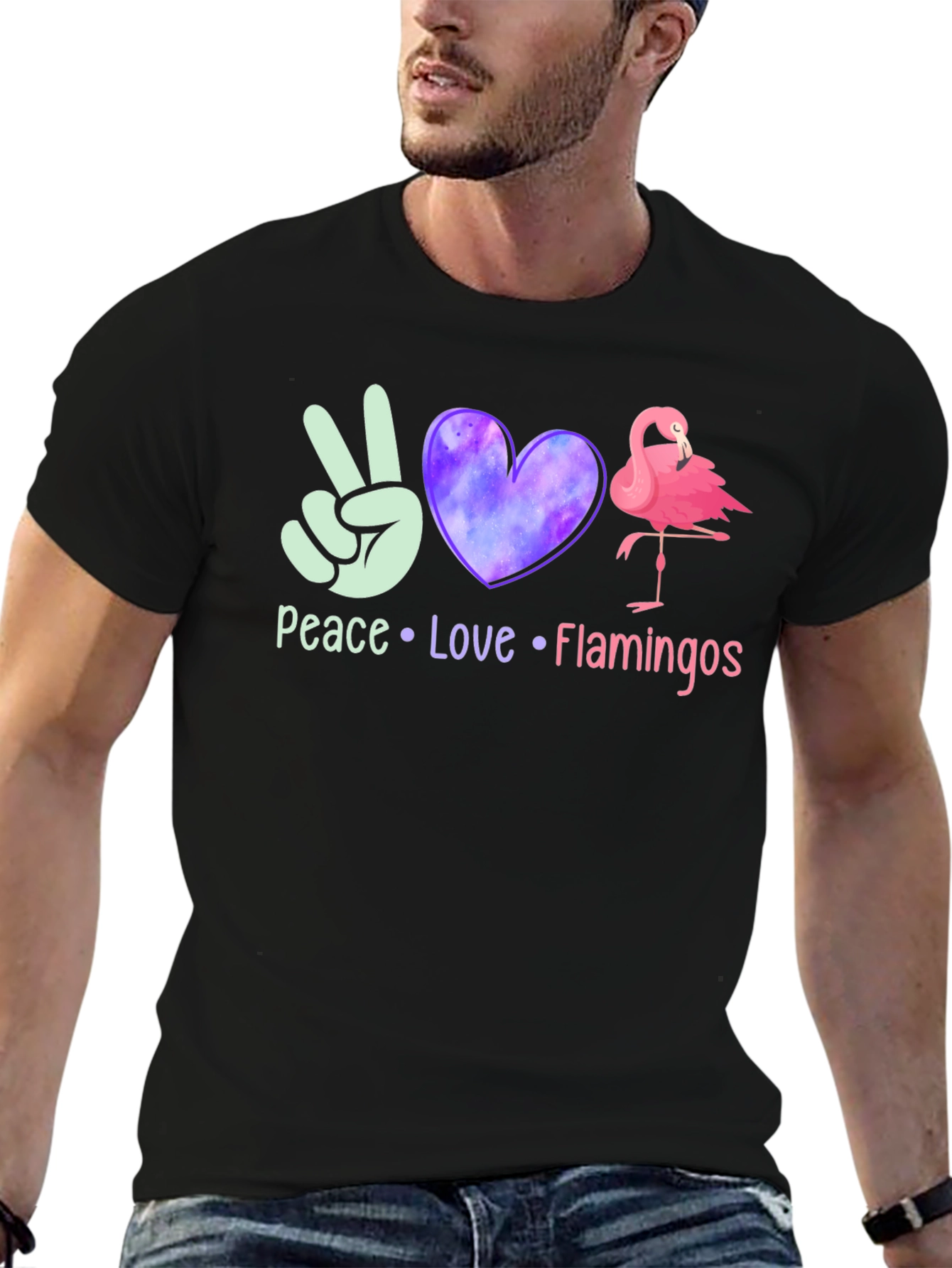 Peace Love Flamingos Graphic T-Shirt
