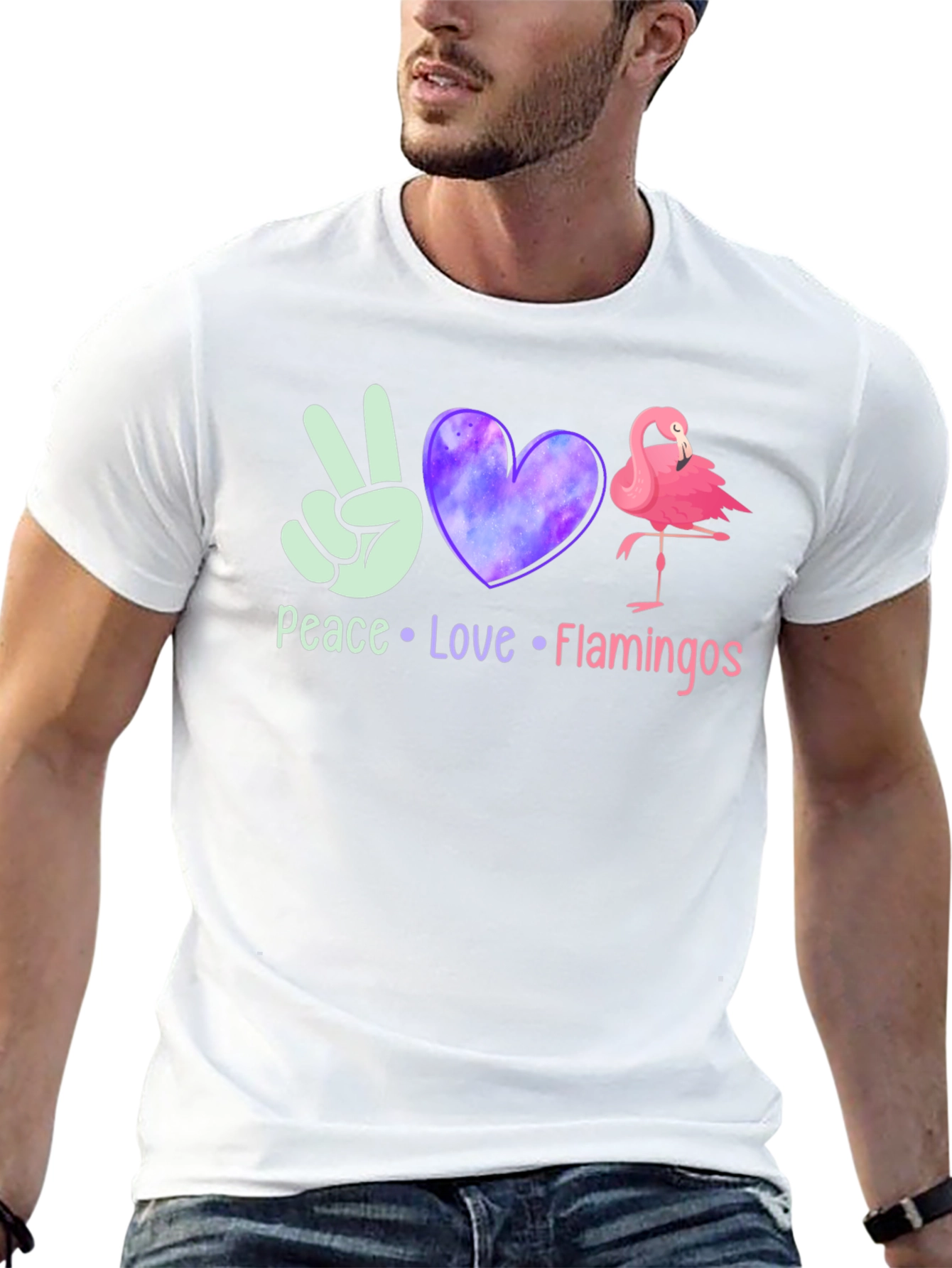 Peace Love Flamingos Graphic T-Shirt