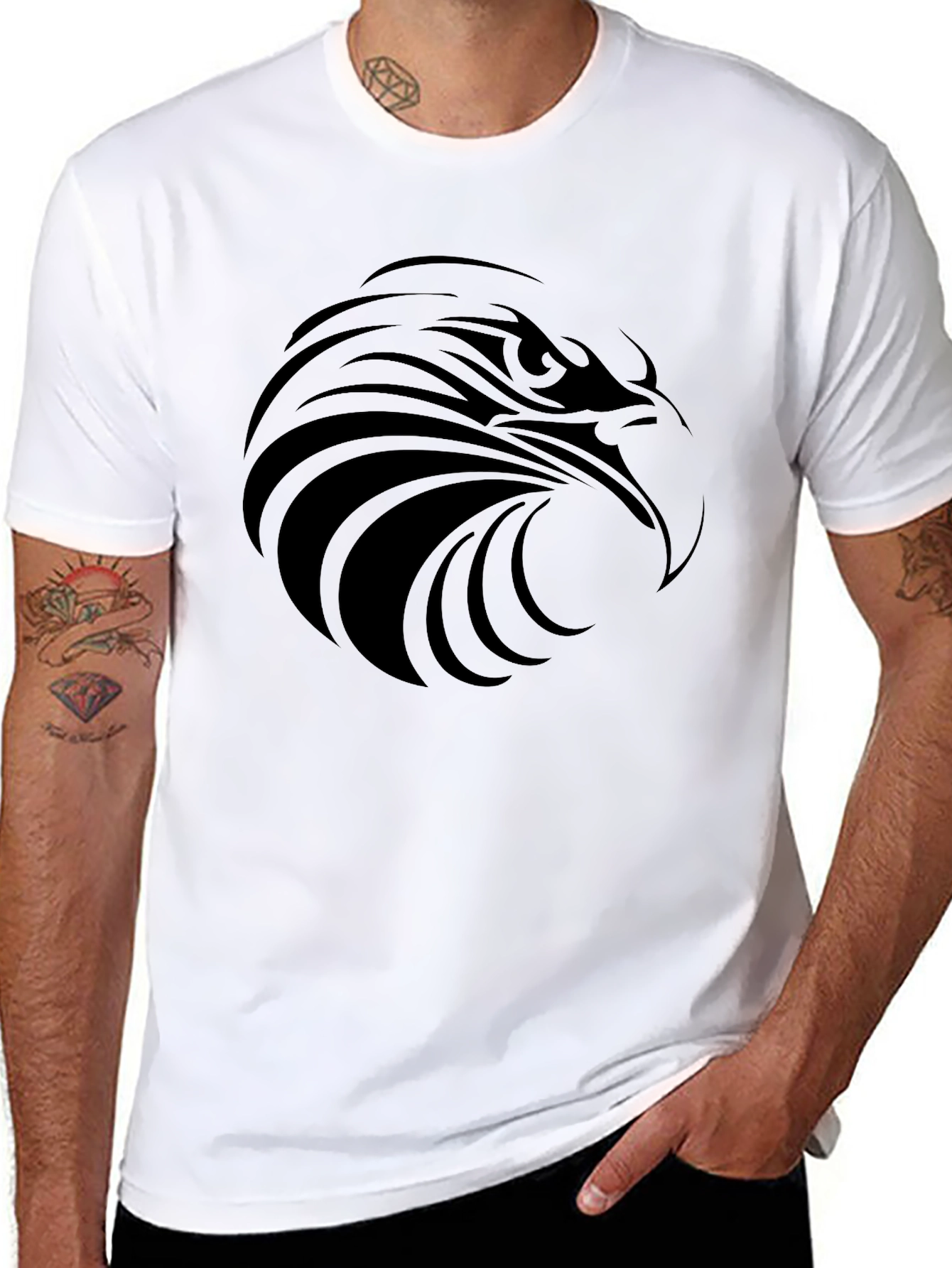 Mens Black Eagle Graphic Tee - Stylish Casual Wear