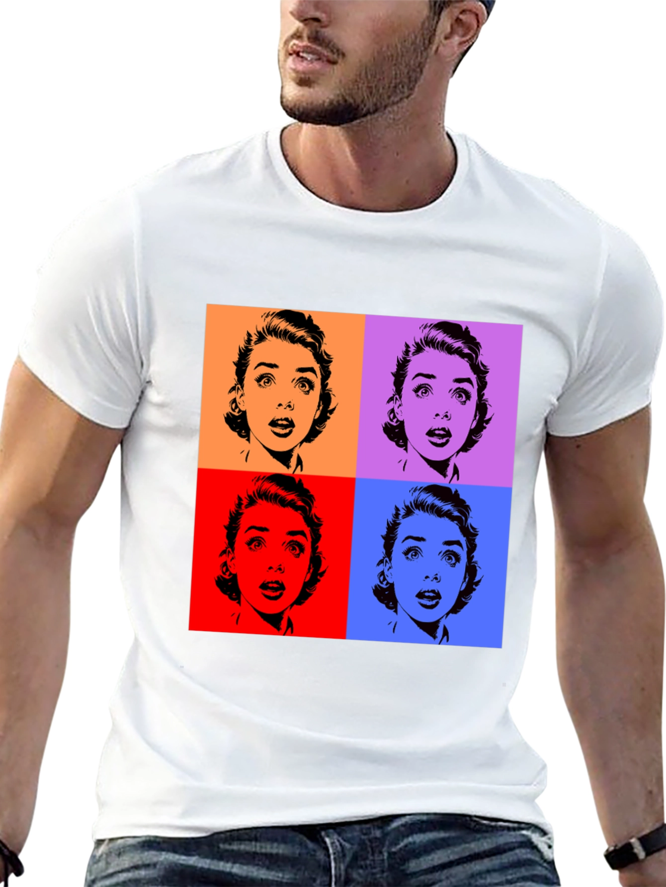 Pop Art T-Shirt - Black Audrey Hepburn Style Tee