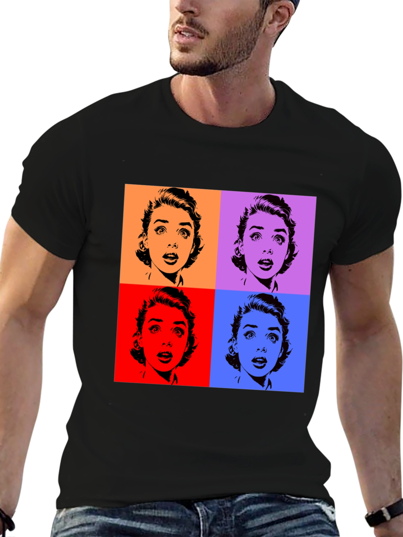 Pop Art T-Shirt - Black Audrey Hepburn Style Tee