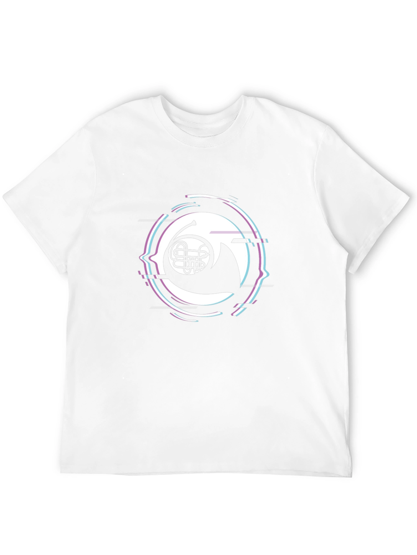 French Horn Glitch Black T-Shirt