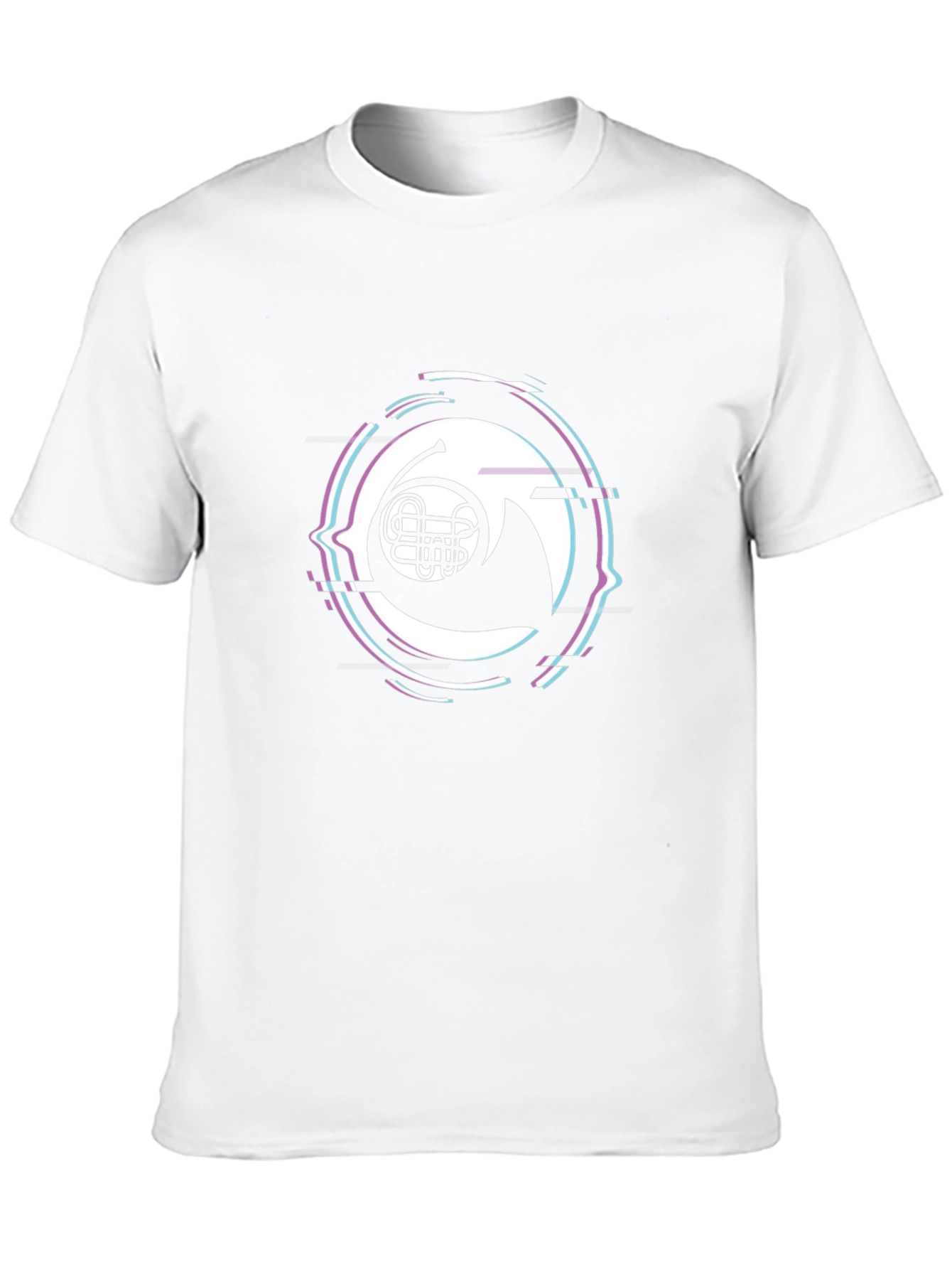 French Horn Glitch Black T-Shirt
