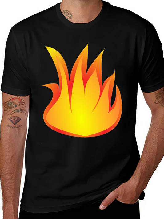 Fiery Graphic Print Black T-Shirt