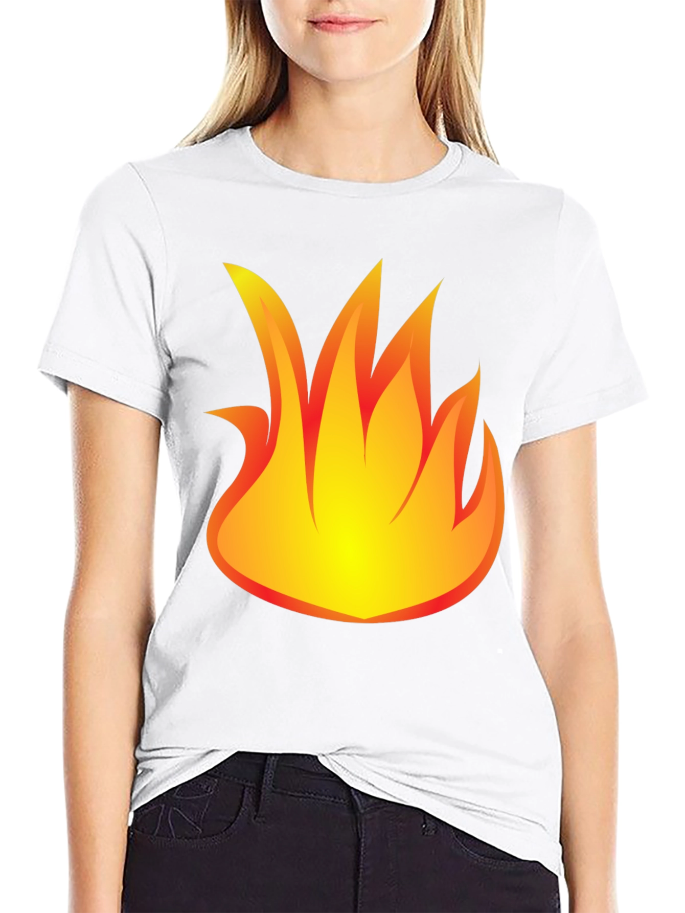 Fiery Graphic Print Black T-Shirt