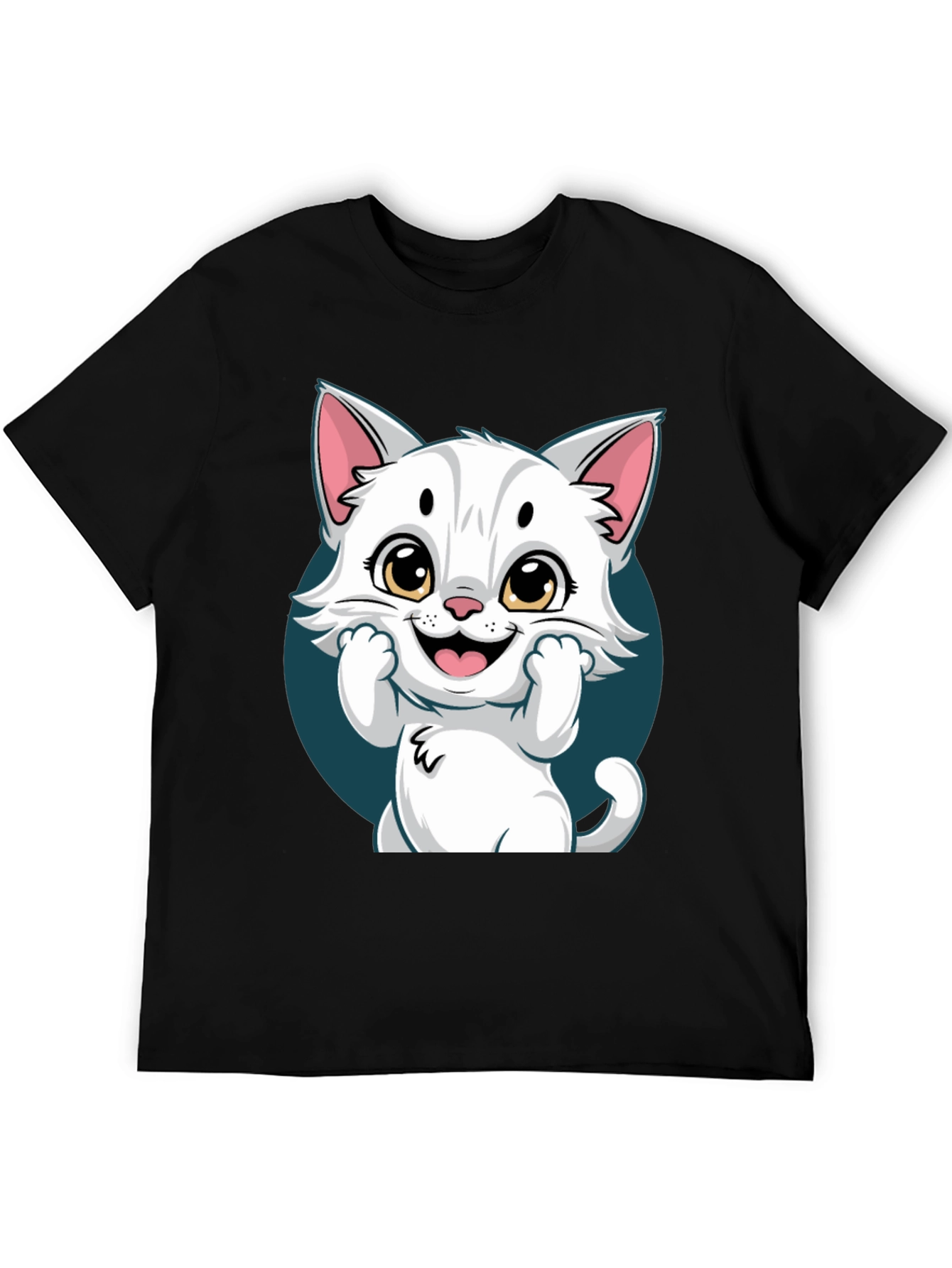 Cute Cartoon Cat Graphic T-Shirt - Unisex Tee