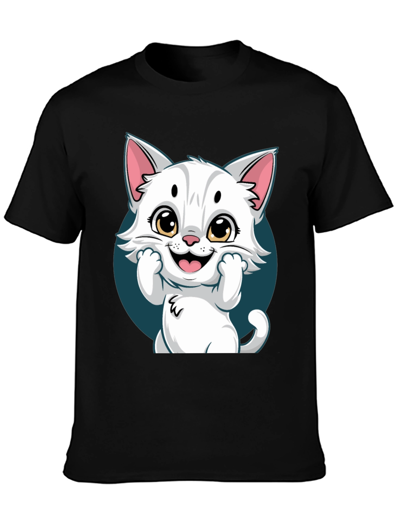 Cute Cartoon Cat Graphic T-Shirt - Unisex Tee