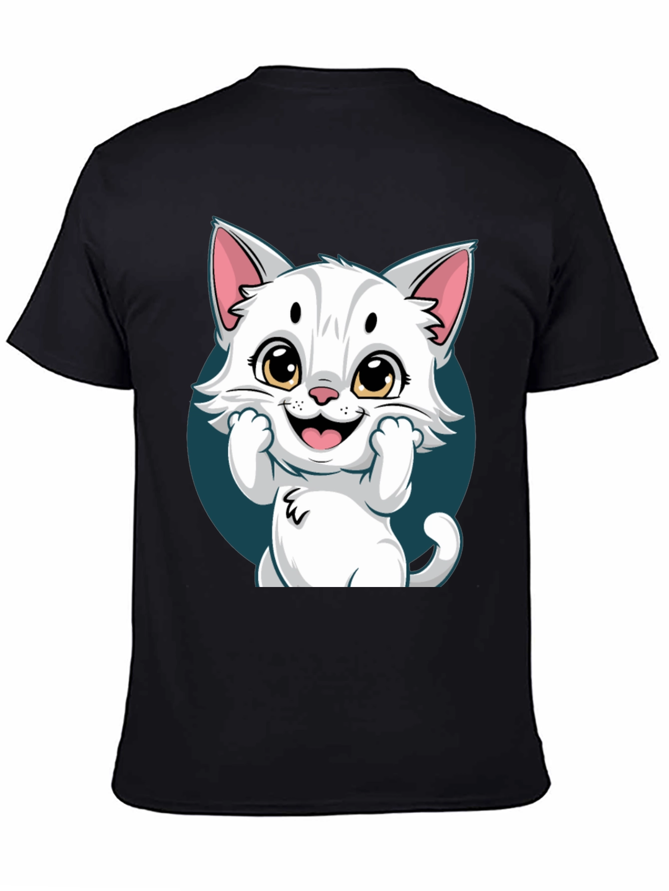 Cute Cartoon Cat Graphic T-Shirt - Unisex Tee