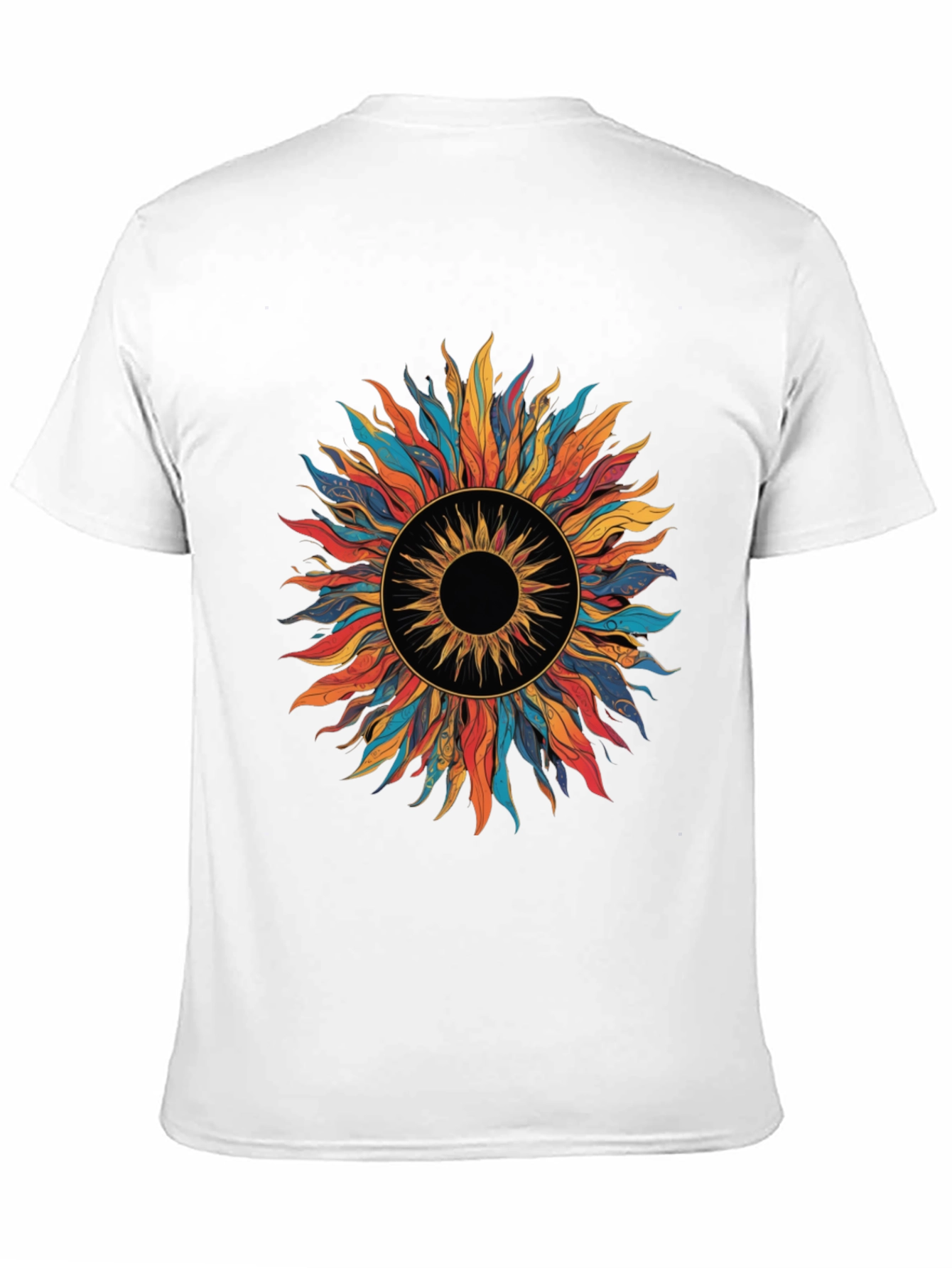 Vibrant Sunburst Graphic Tee - Black