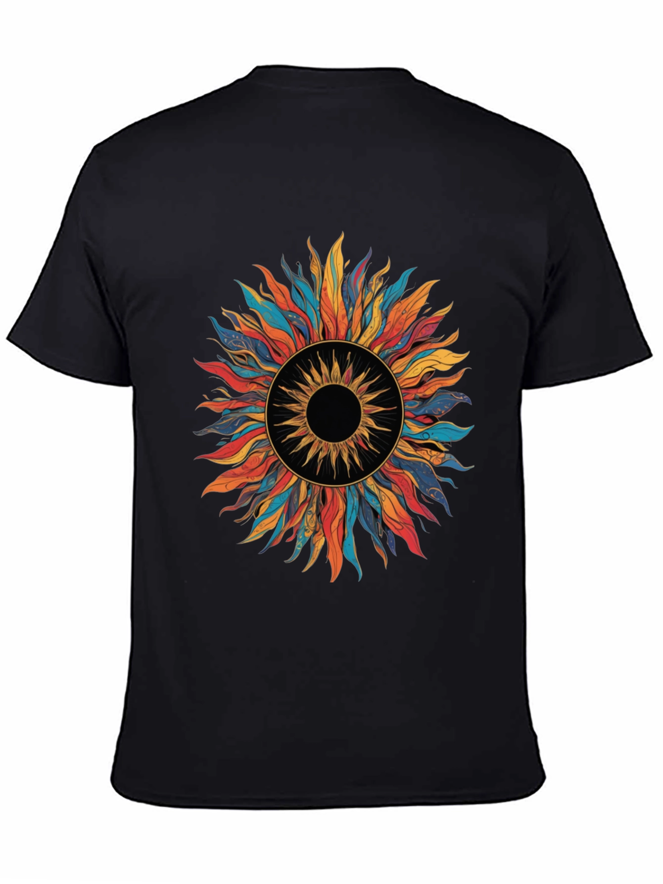 Vibrant Sunburst Graphic Tee - Black