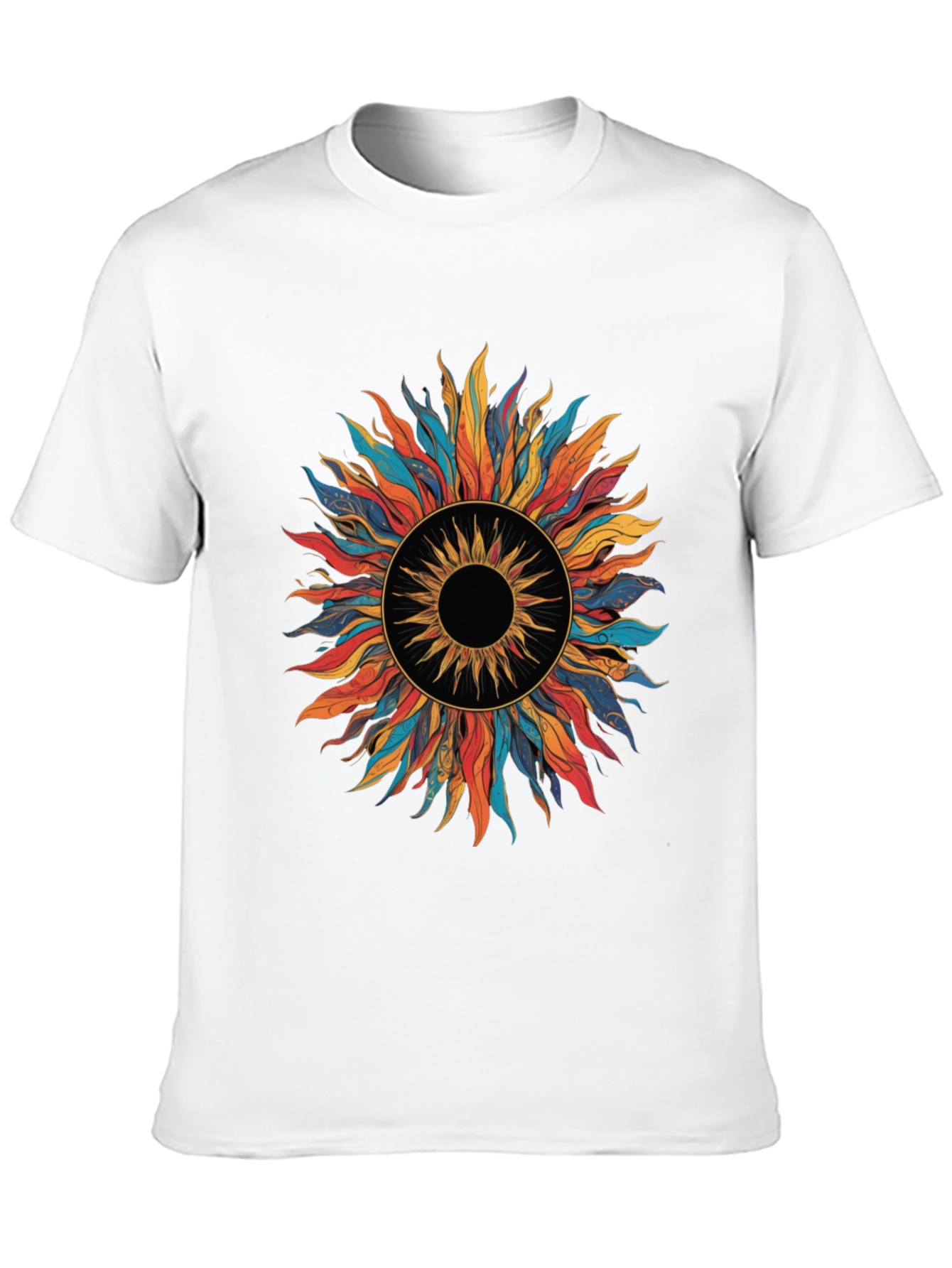 Vibrant Sunburst Graphic Tee - Black