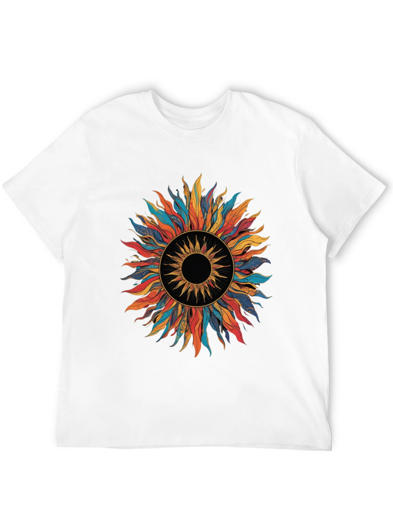 Vibrant Sunburst Graphic Tee - Black