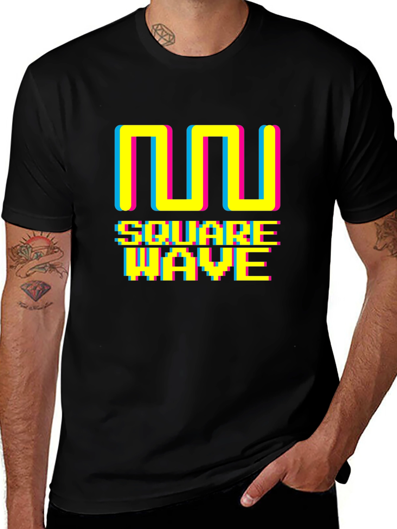 Square Wave Retro Black T-Shirt