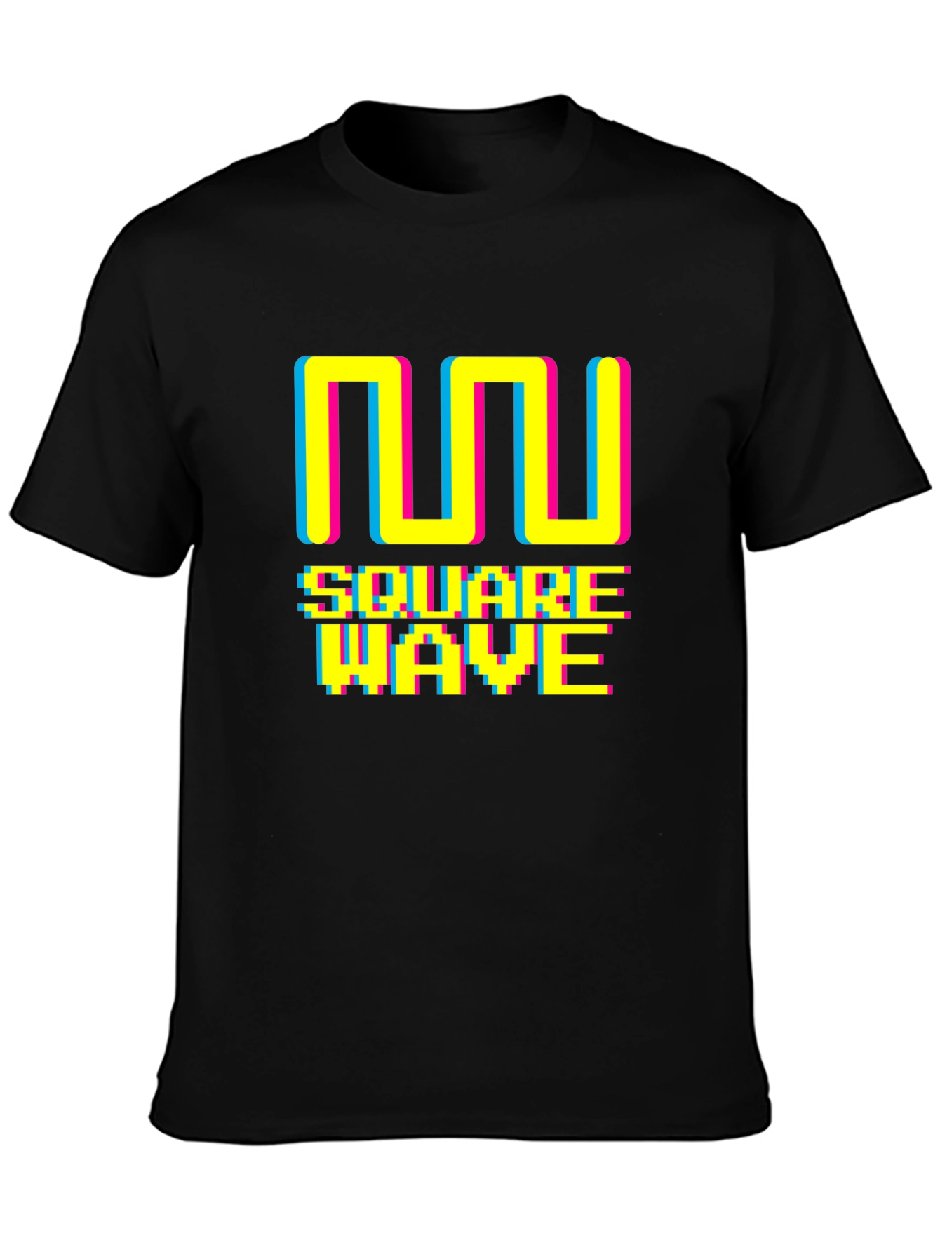 Square Wave Retro Black T-Shirt