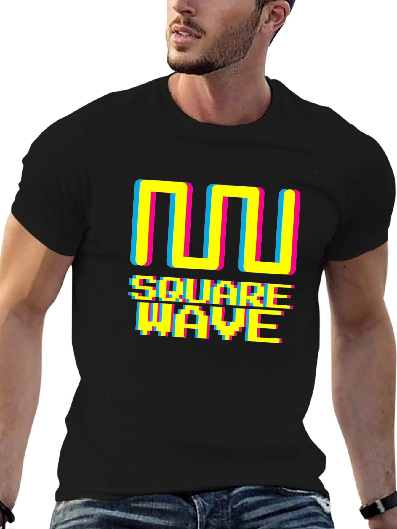 Square Wave Retro Black T-Shirt