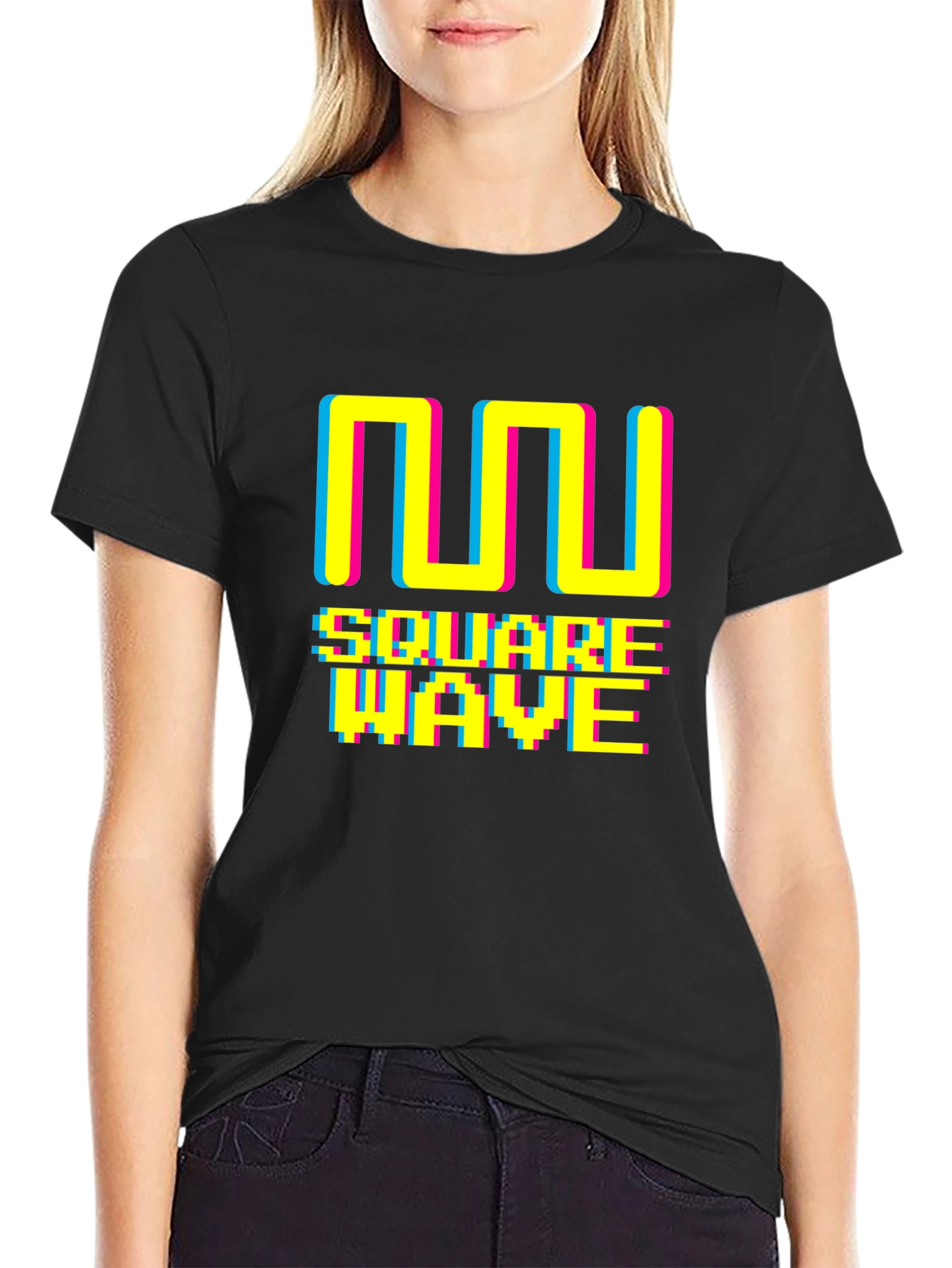 Square Wave Retro Black T-Shirt