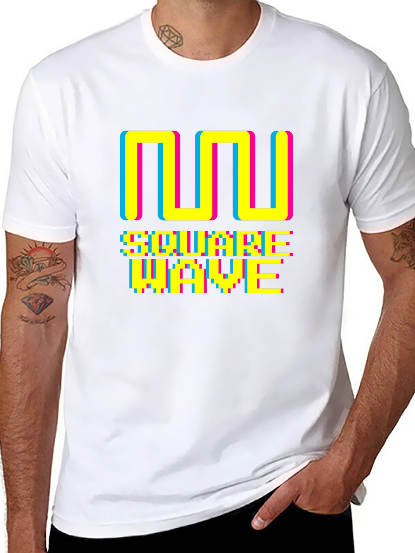 Square Wave Retro Black T-Shirt