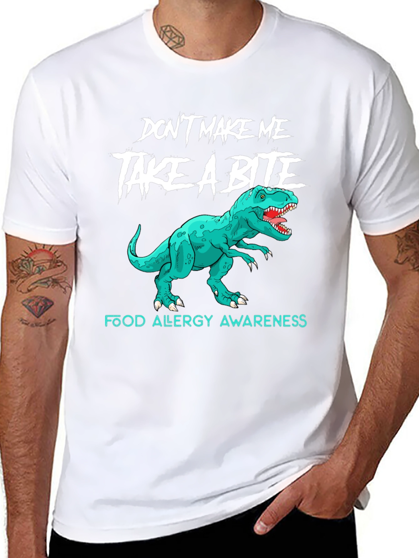 Food Allergy Awareness Dinosaur T-Shirt