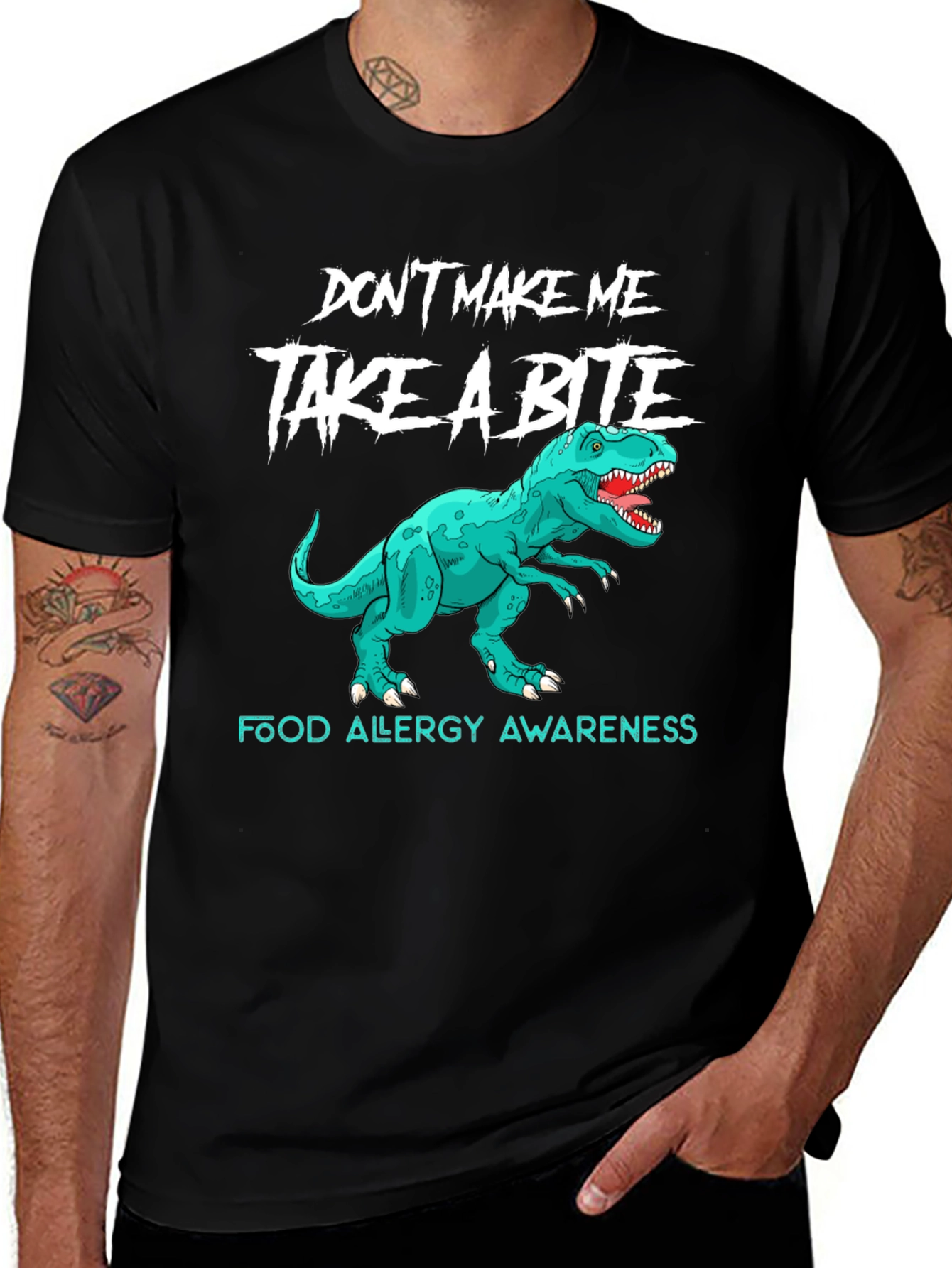 Food Allergy Awareness Dinosaur T-Shirt