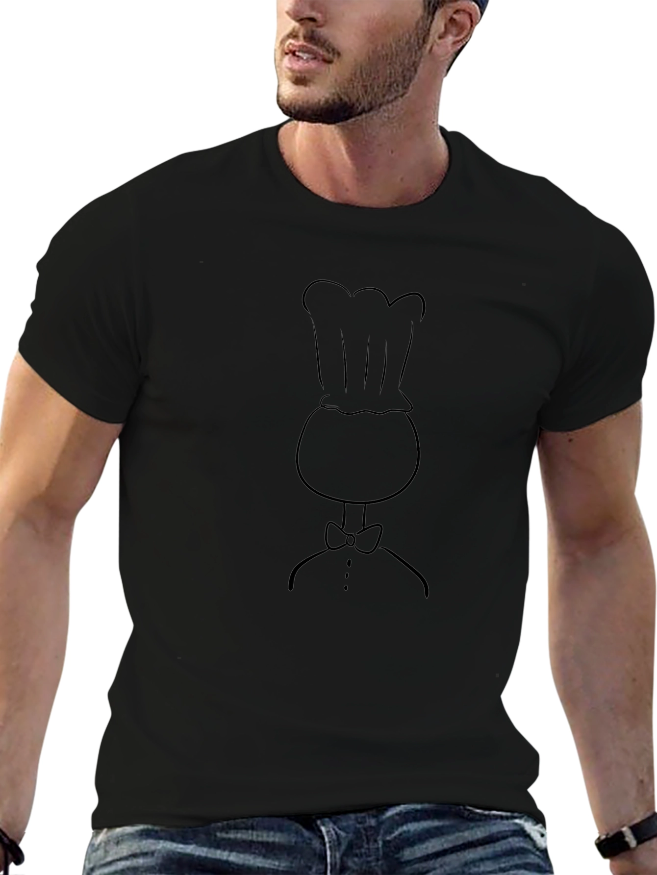 Chef Graphic Tee - Black Crew Neck Cotton Shirt