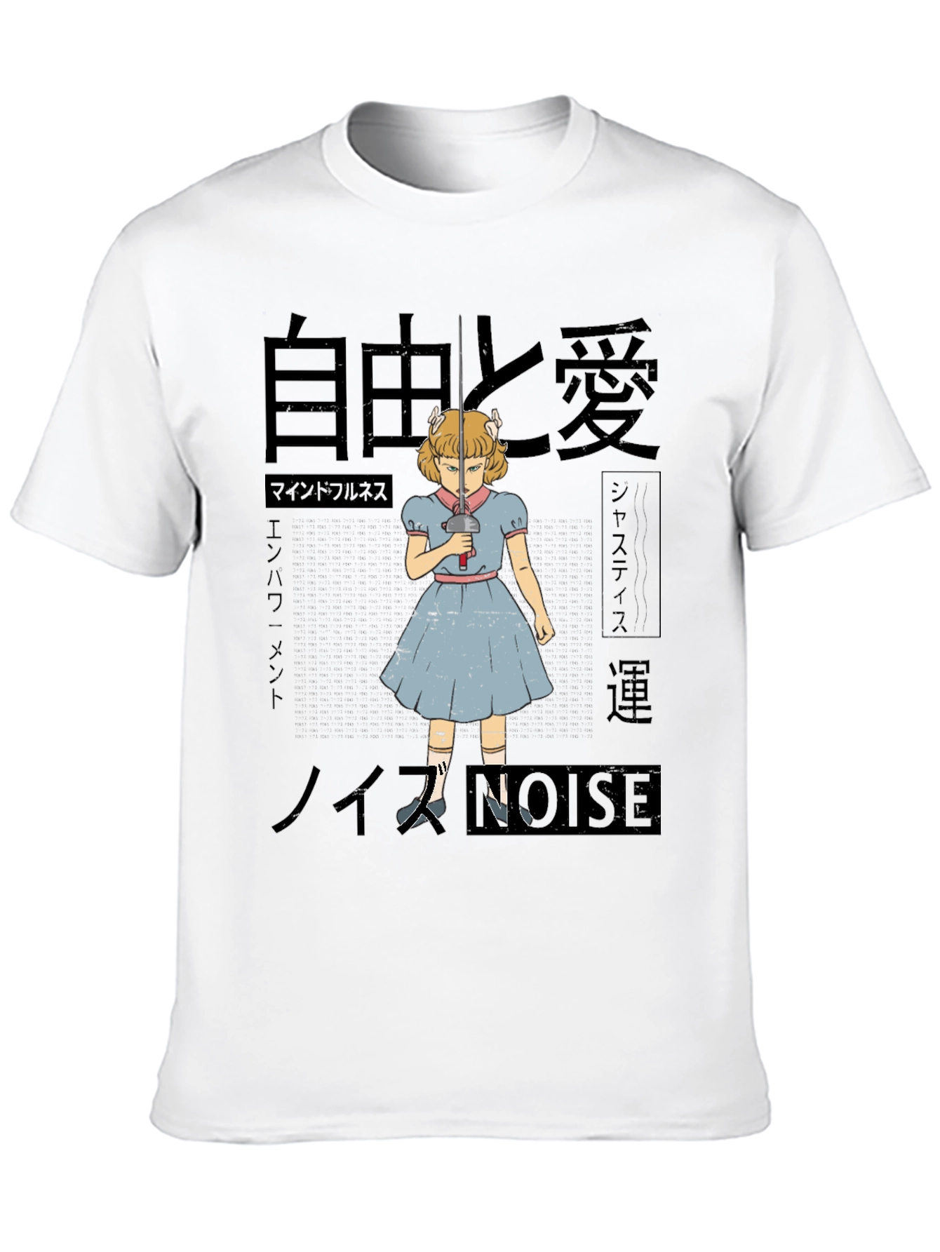 Anime Girl with Sword T-Shirt - Black