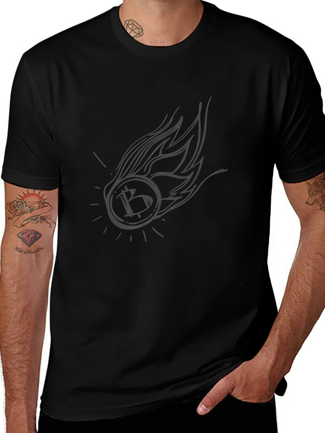 Bitcoin Fireball Graphic Tee - Crypto Enthusiast Shirt