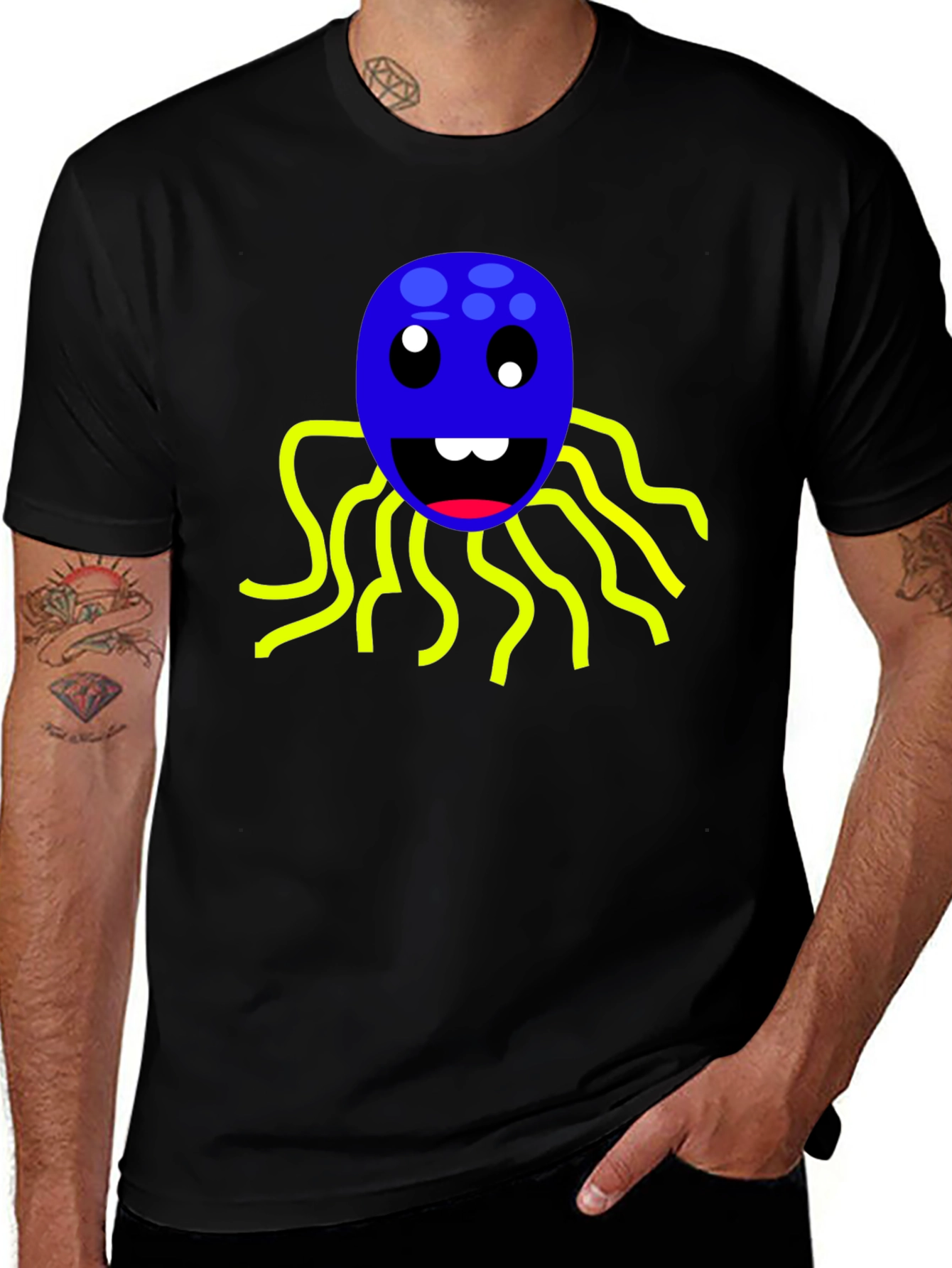 Fun Octopus Graphic Tee - Soft Black Cotton Shirt