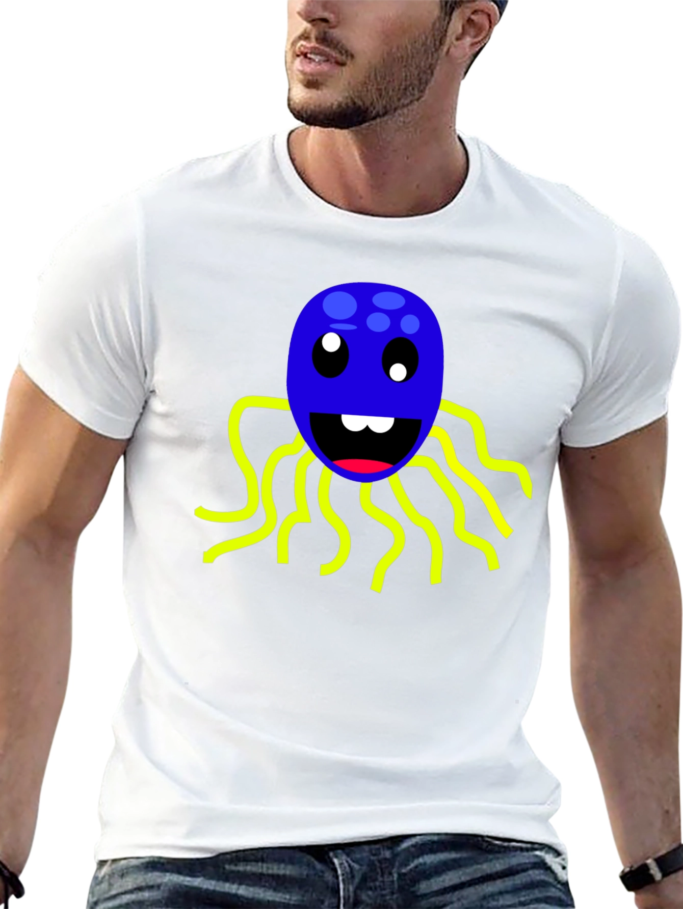 Fun Octopus Graphic Tee - Soft Black Cotton Shirt