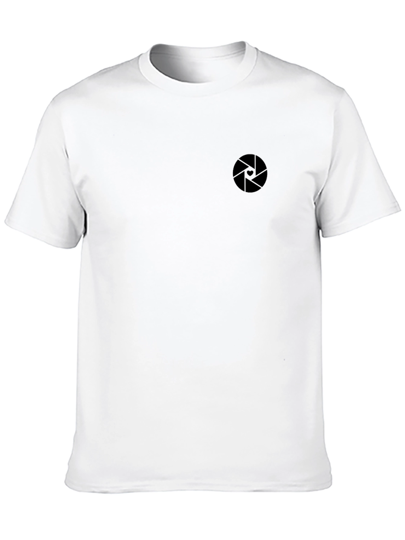 Mens Modern Black T-Shirt with Camera Aperture Logo