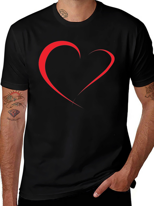 Minimalist Heart Outline Black T-Shirt