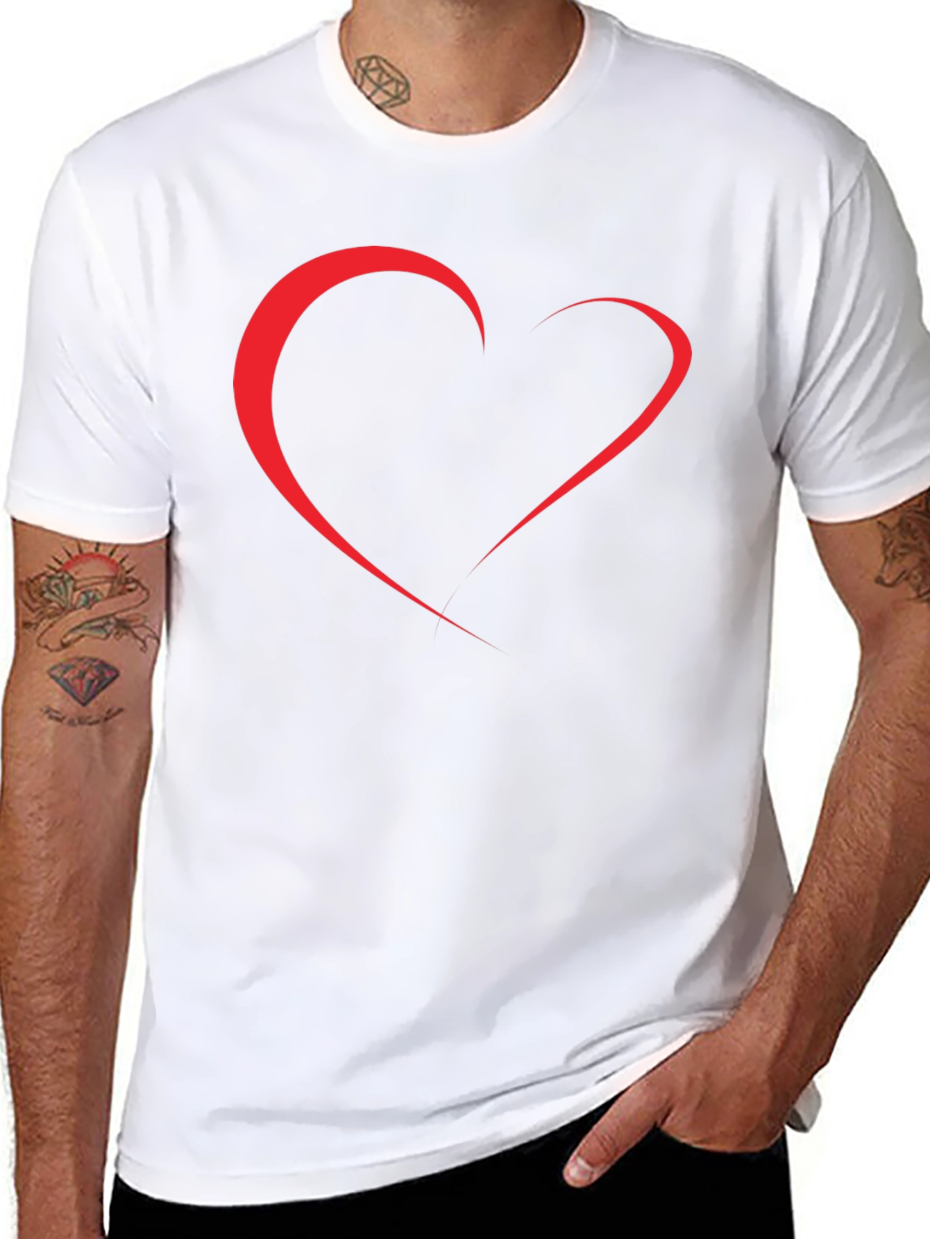 Minimalist Heart Outline Black T-Shirt