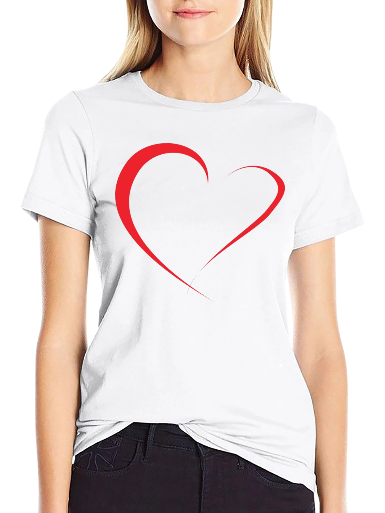 Minimalist Heart Outline Black T-Shirt