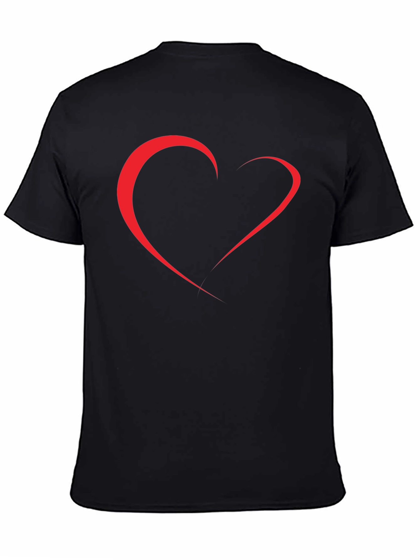 Minimalist Heart Outline Black T-Shirt
