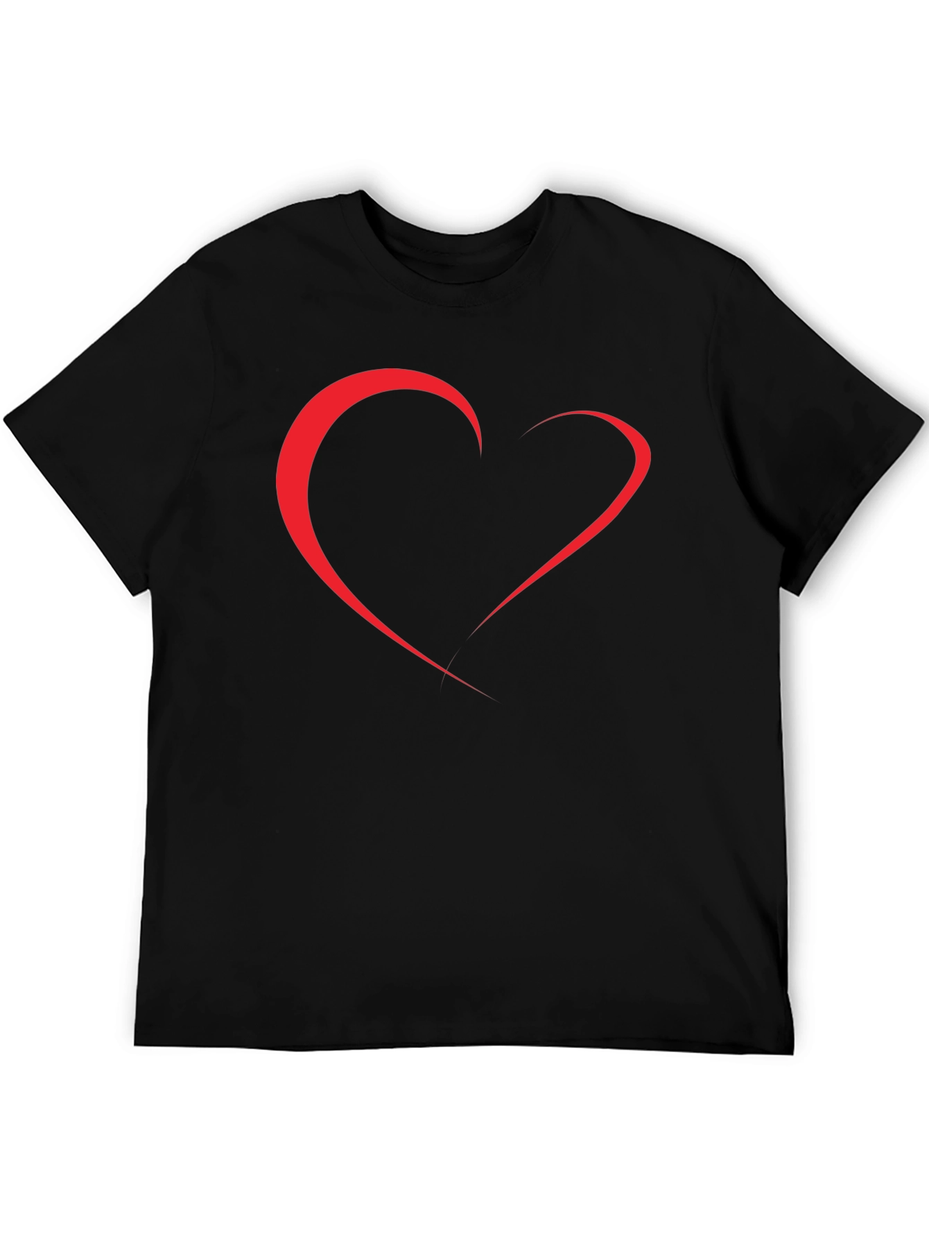 Minimalist Heart Outline Black T-Shirt