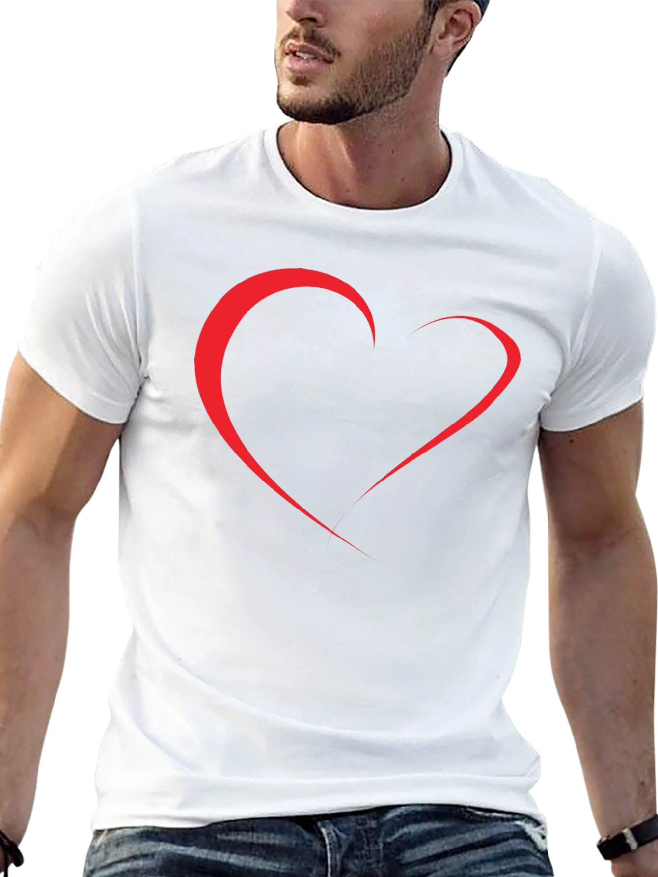 Minimalist Heart Outline Black T-Shirt