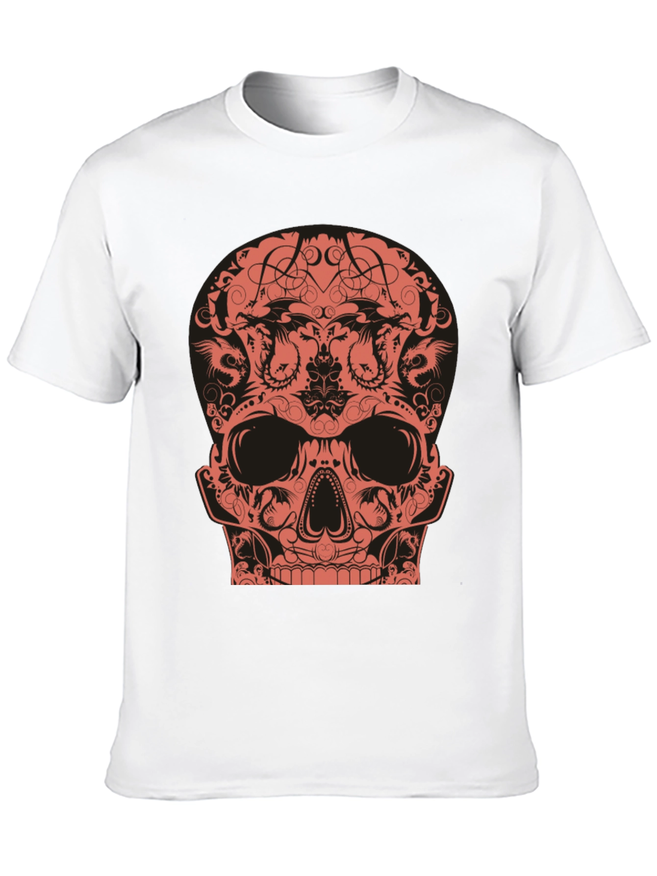 Skull Dragon Graphic Tee - Black Cotton T-Shirt